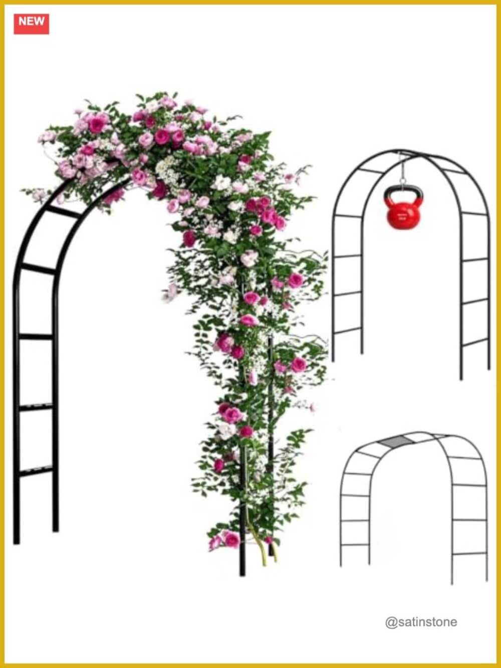 7.8ft Garden Arch Trellis for Climbing Plants, Metal, Halloween Party Decor